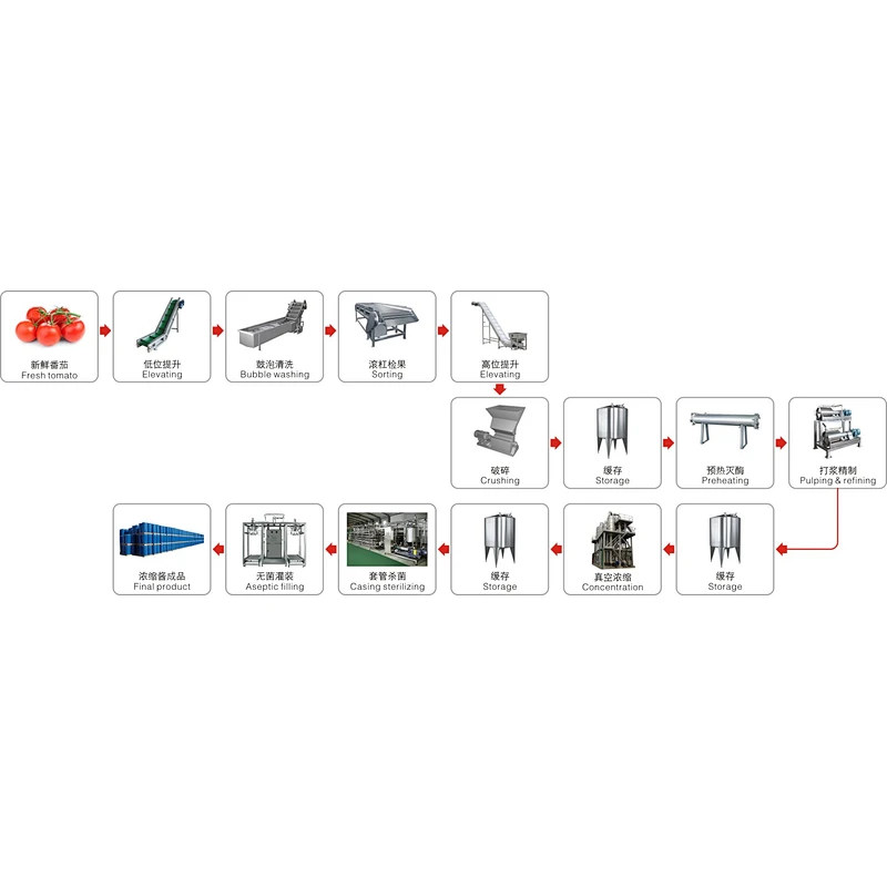 Concentrated tomato paste processing production line